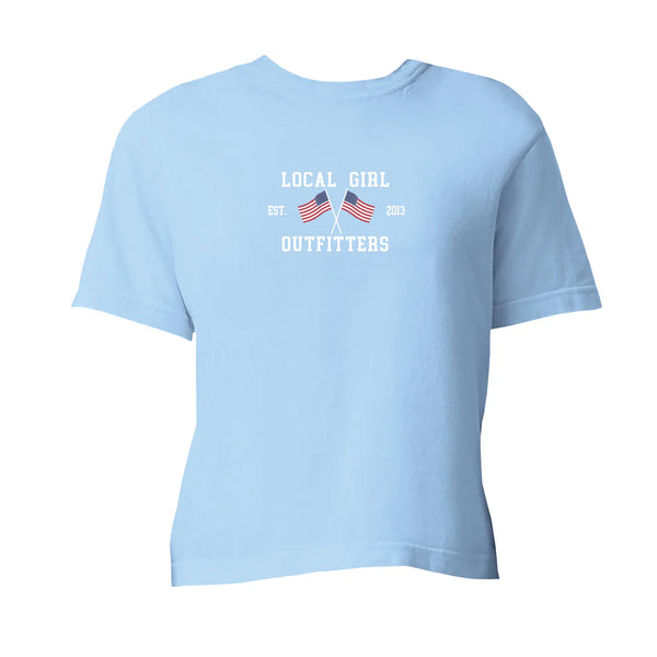 Local Girl Outfitters United Crop Tee - Chambray - L5110007CBY