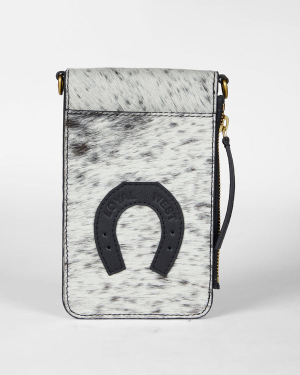 Loyal West Shell Phone Bag in Black and White Cowhide Purse-LW-S25-233