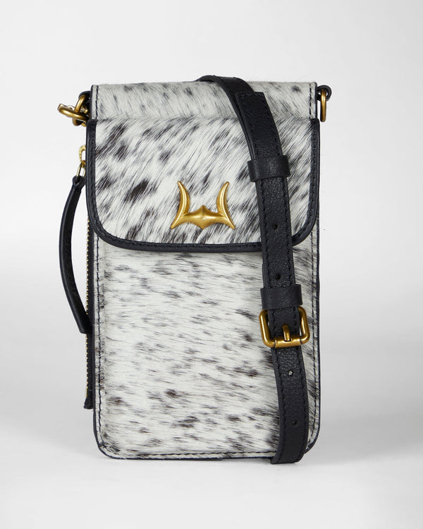 Loyal West Shell Phone Bag in Black and White Cowhide Purse-LW-S25-233