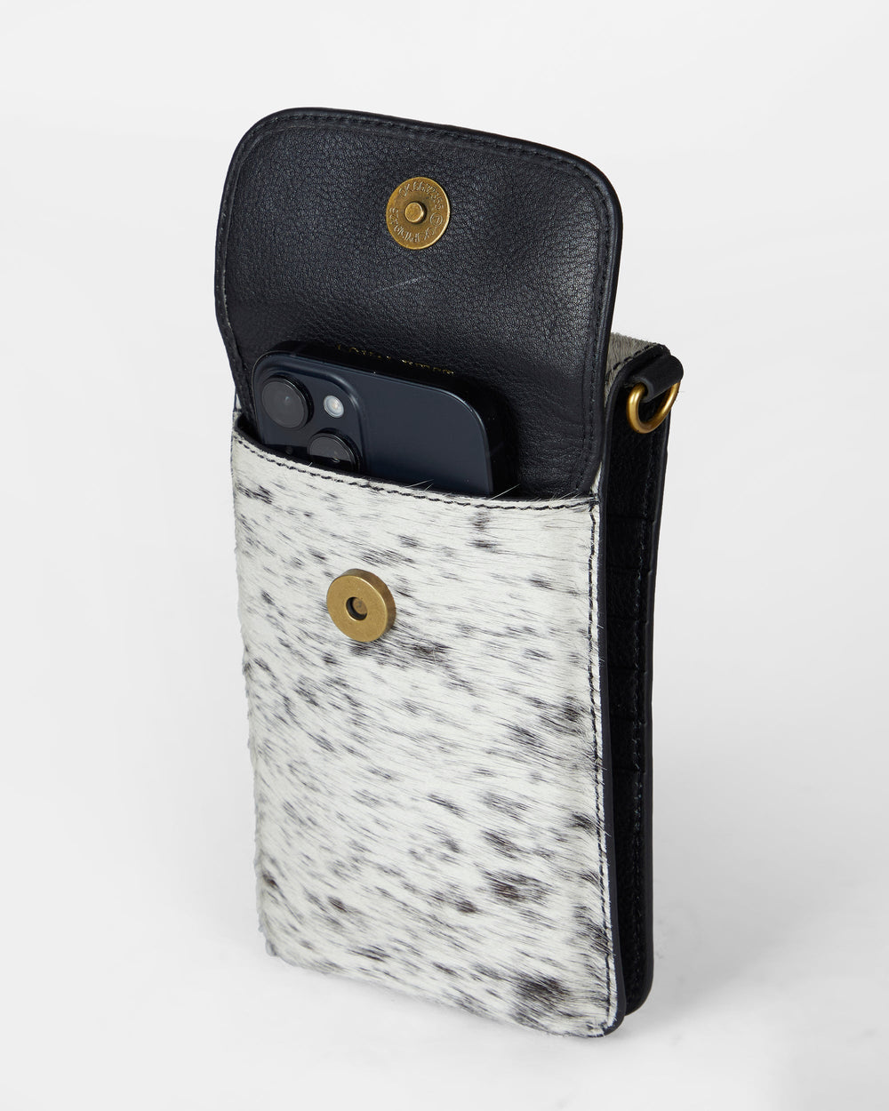 Loyal West Shell Phone Bag in Black and White Cowhide Purse-LW-S25-233