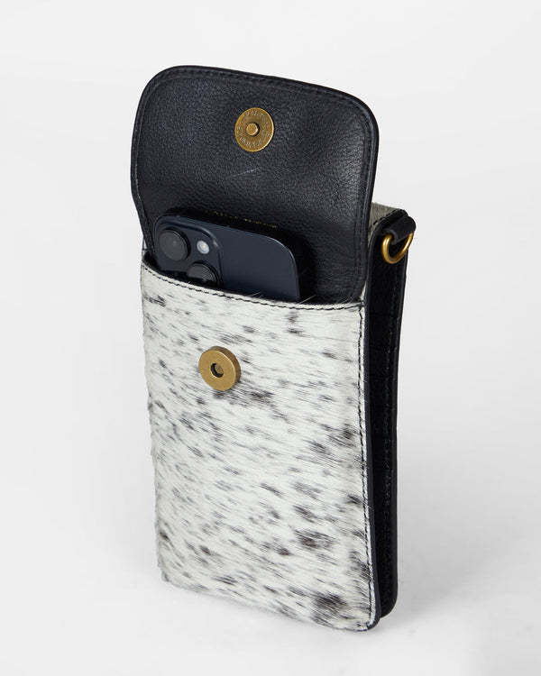 Loyal West Shell Phone Bag in Black and White Cowhide Purse-LW-S25-233