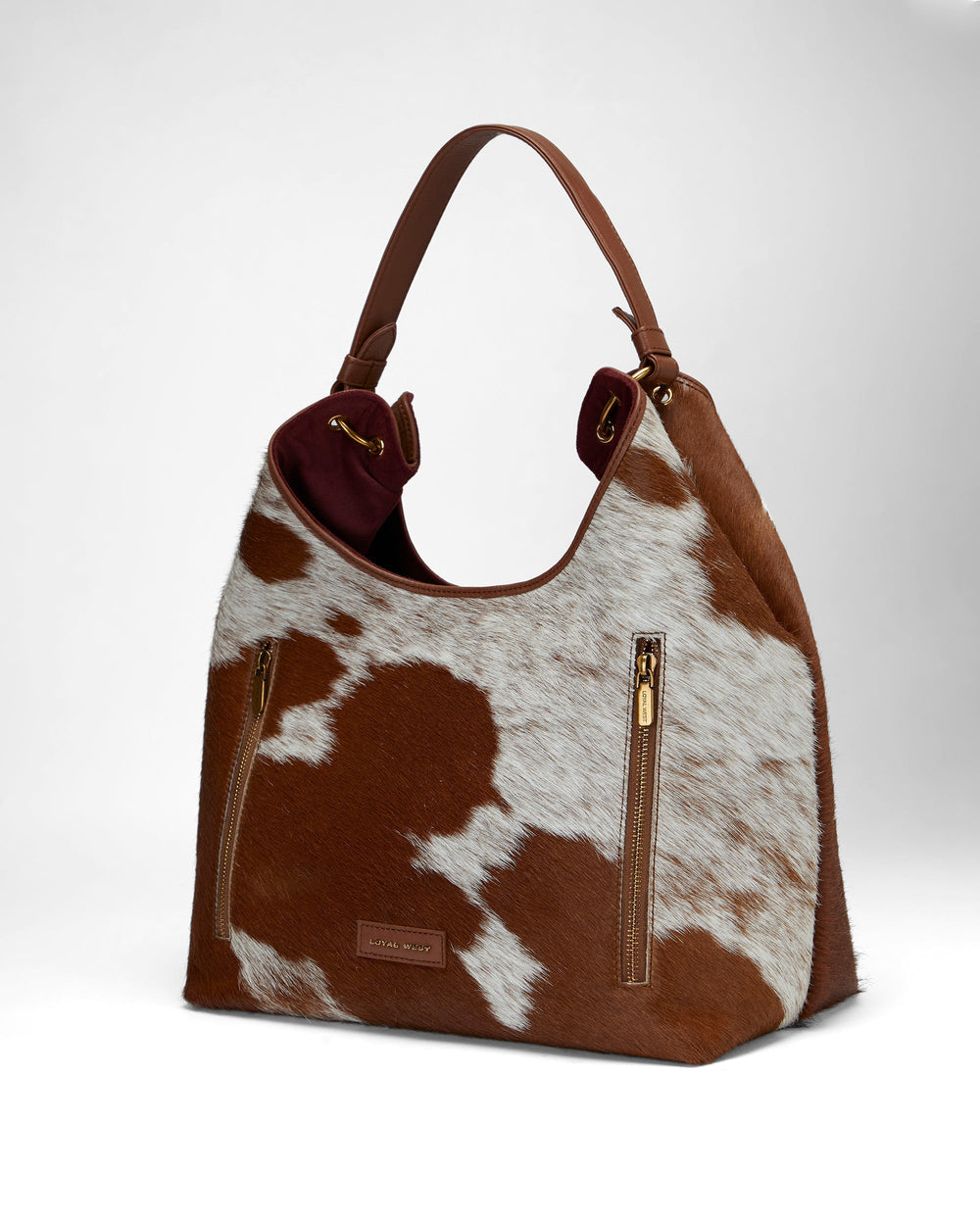 Loyal West Large Purse in Brown and White Cowhide and Calfskin-LW-S25-286