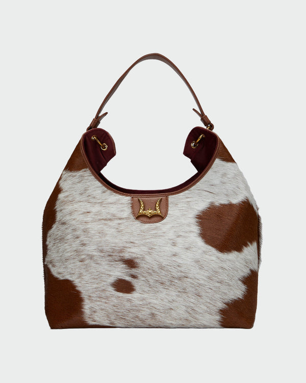 Loyal West Large Purse in Brown and White Cowhide and Calfskin-LW-S25-286