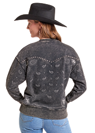 Panhandle Slim Ladies Paisley Crew Neck Pullover - LW91T09689