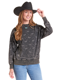 Panhandle Slim Ladies Paisley Crew Neck Pullover - LW91T09689
