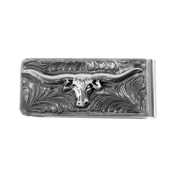 3D Money Clip Tooled with Longhorn Design - D250017136