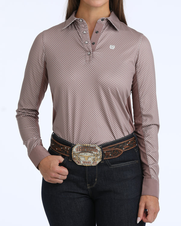Cinch Ladies Hybrid Lilac Long Sleeve Quarter Button Shirt MSK7917007