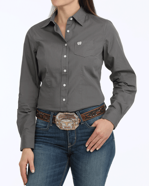 Cinch Ladies Classic Gray Button Down-MSW9164029