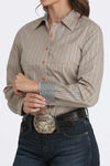 Cinch Ladies Orange and Teal Print Button Up-MSW9164251