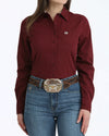 Cinch Ladies Stretch Arena Fit Western Button Down - Burgundy - MSW9164262