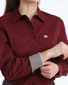 Cinch Ladies Stretch Arena Fit Western Button Down - Burgundy - MSW9164262