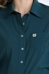 Cinch Ladies Solid Teal Long Sleeve Shirt - MSW9164272