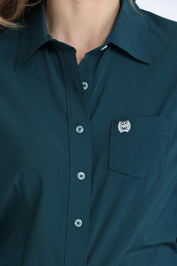 Cinch Women's Solid Teal Long Sleeve Shirt - MSW9164272
