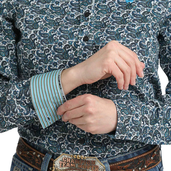 Cinch Women's Blue Paisley Print Shirt - MSW9165081
