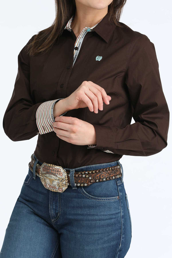 Cinch Ladies Classic Brown Button Down-MSW9165086