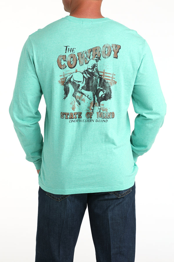Cinch Men's Green Long Sleeve Cowboy State of Mind Shirt-MTK1721019