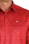 Cinch Mens Red Aztex Arenaflex Polo-MTK1865035