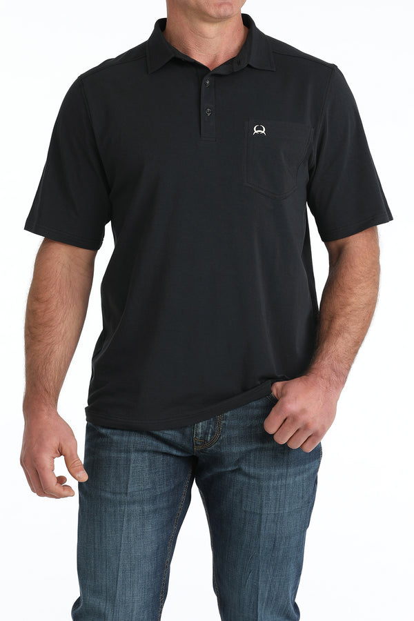 Cinch Mens Short Sleeve Arena flex Polo - Black - MTK1874003
