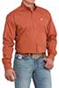 Cinch Men's Long Horn Print Long Sleeve Button Down Shirt- Orange - MTW1105847