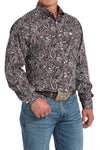Cinch Mens Purple Paisley Button Up Shirt-MTW1105910