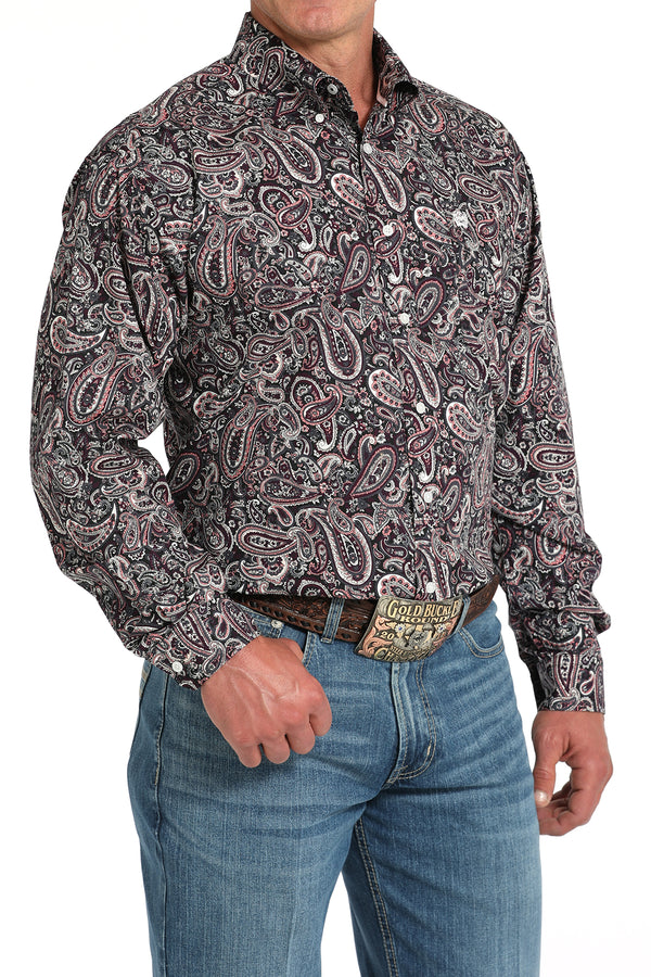 Cinch Mens Purple Paisley Button Up Shirt-MTW1105910 Cinch Mens Purple Paisley Button Up Shirt-MTW1105910