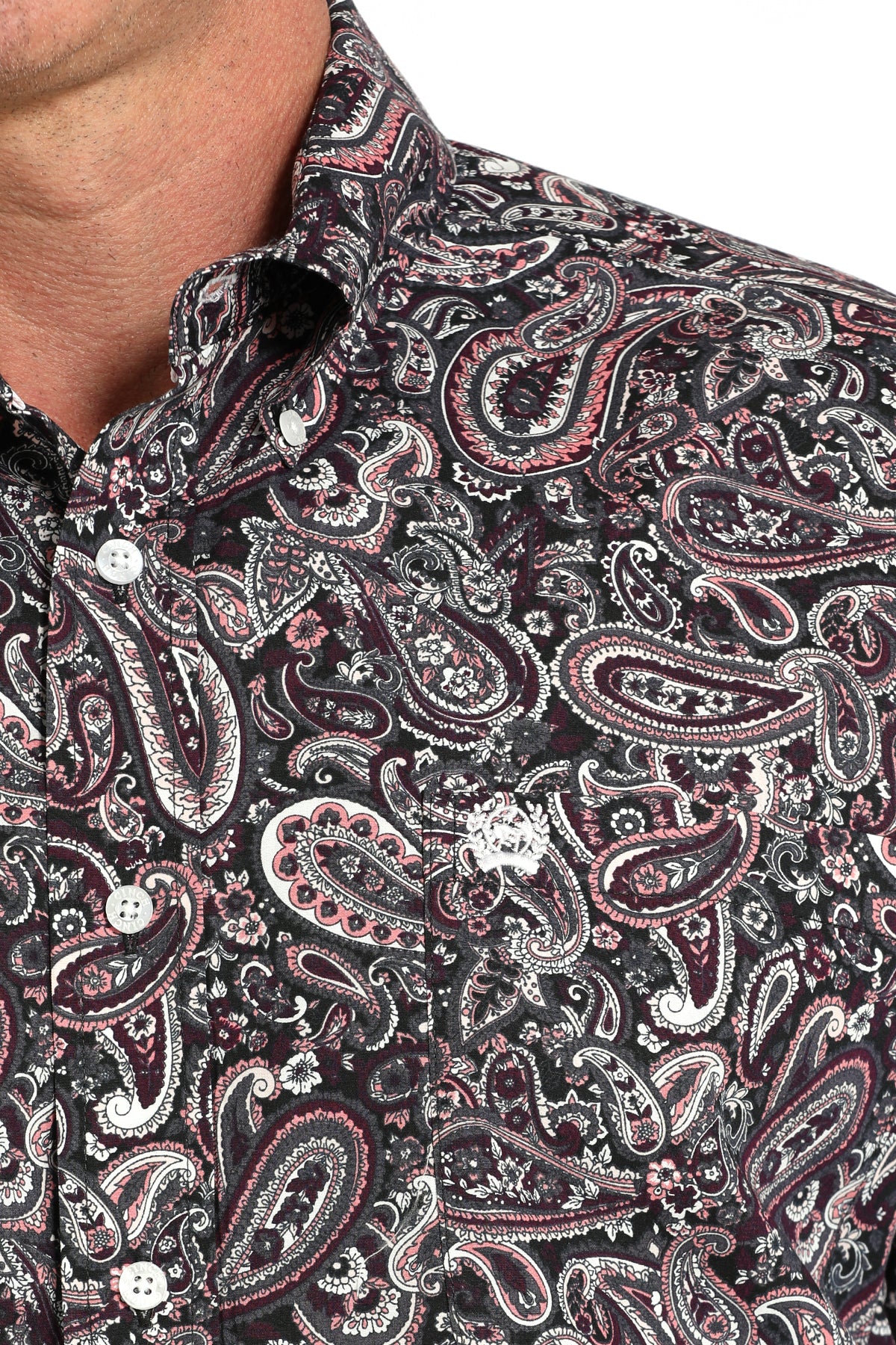 Cinch Mens Purple Paisley Button Up Shirt-MTW1105910
