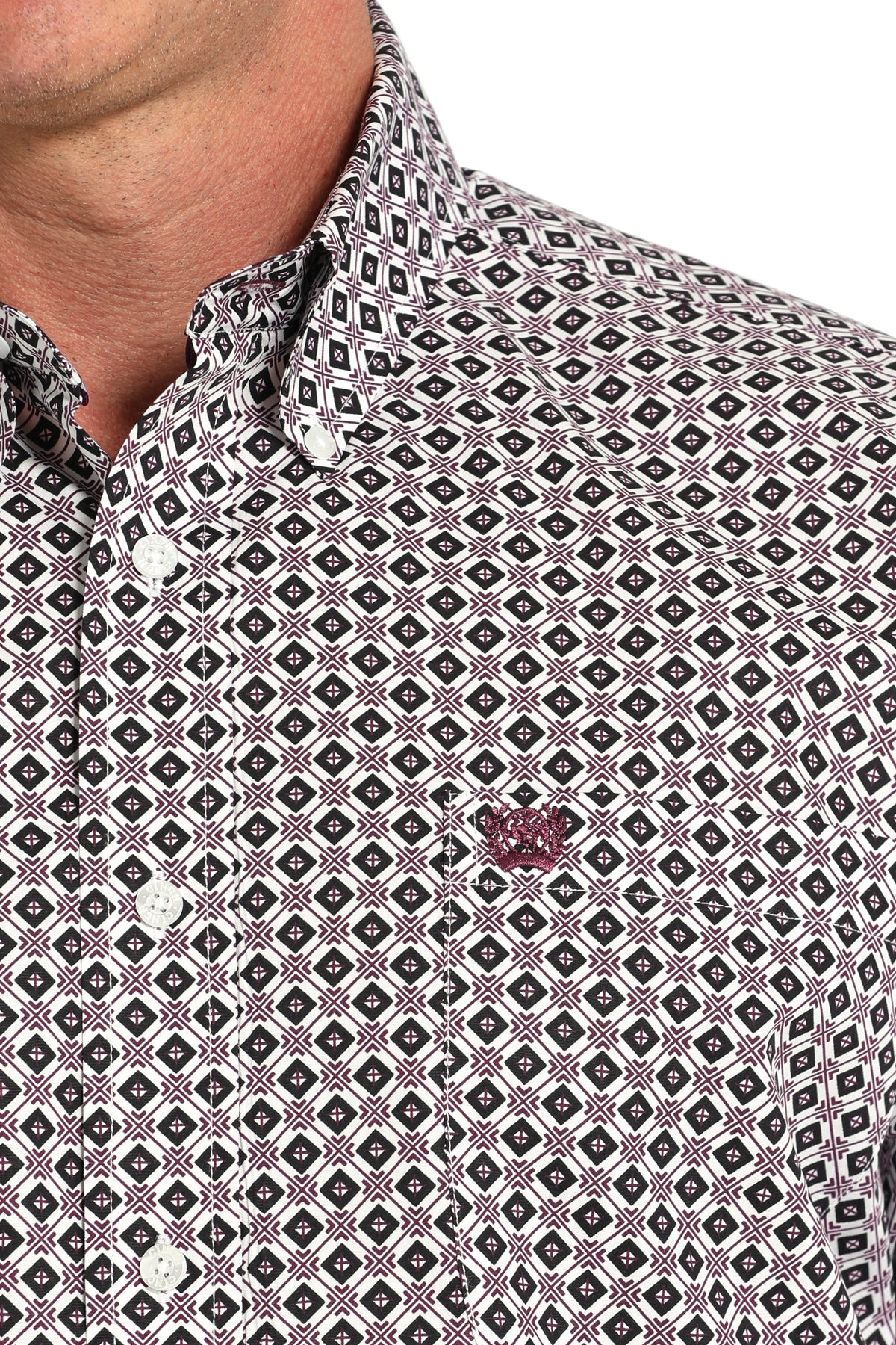 Cinch Mens Purple Diamond Aztec Button Up Shirt-MTW1105916
