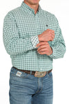 Cinch Mens Turquoise Diamond Print Button Up-MTW1105930