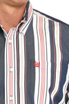 Cinch Mens Red White and Blue Pin Strip Button Up-MTW1105938