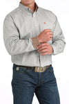 Cinch Mens Grey and Orange Print Button Down-MTW1105961