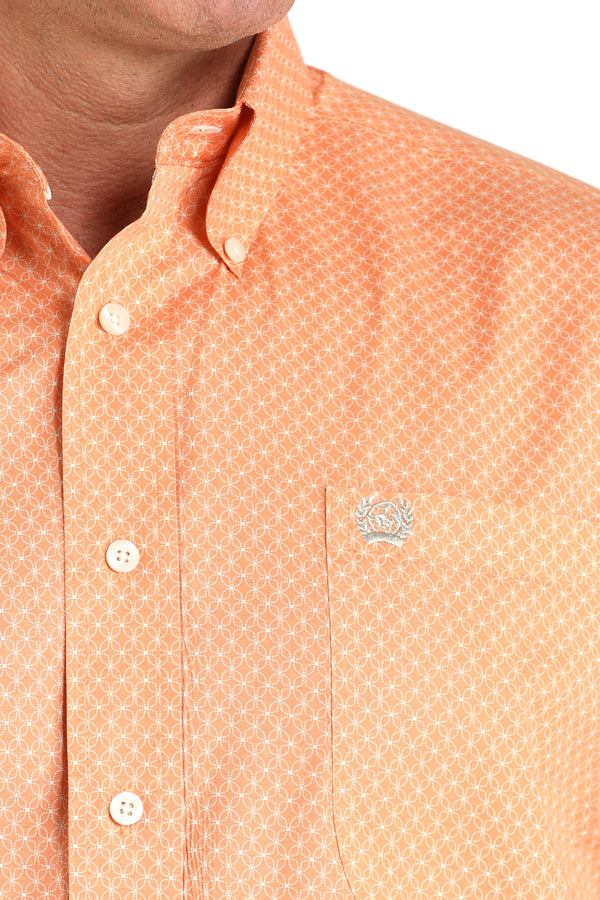 Cinch Mens Orange Button Down Shirt-MTW1105964
