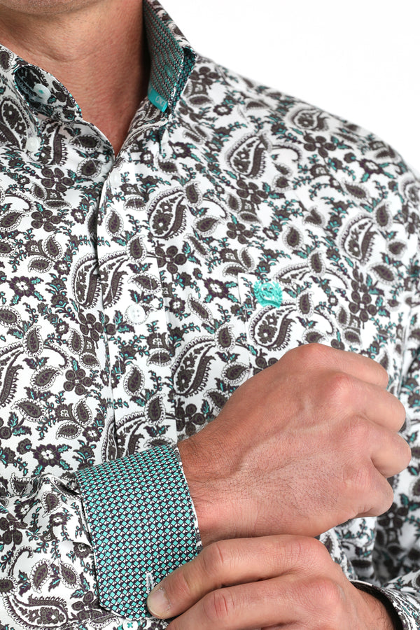 Cinch Mens Black Paisley Button Up Shirt-MTW1105969