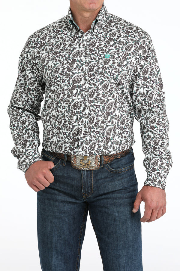 Cinch Mens Black Paisley Button Up Shirt-MTW1105969