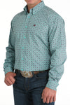 Cinch Mens Green and Purple Print Long Sleeve Shirt-MTW1105971