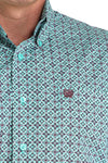 Cinch Mens Green and Purple Print Long Sleeve Shirt-MTW1105971