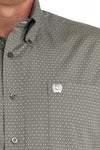 Cinch Mens Grey Diamond Print Button Up Shirt-MTW1105981
