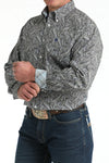 Cinch Men's Grey Paisley Classic Fit Button Long Sleeve Western Shirt - MTW1106001