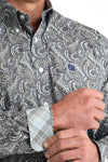 Cinch Men's Grey Paisley Classic Fit Button Long Sleeve Western Shirt - MTW1106001