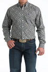 Cinch Men's Grey Paisley Classic Fit Button Long Sleeve Western Shirt - MTW1106001