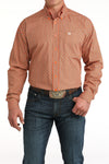 Cinch Mens Orange Geo Squares Long Sleeve Shirt-MTW1106057