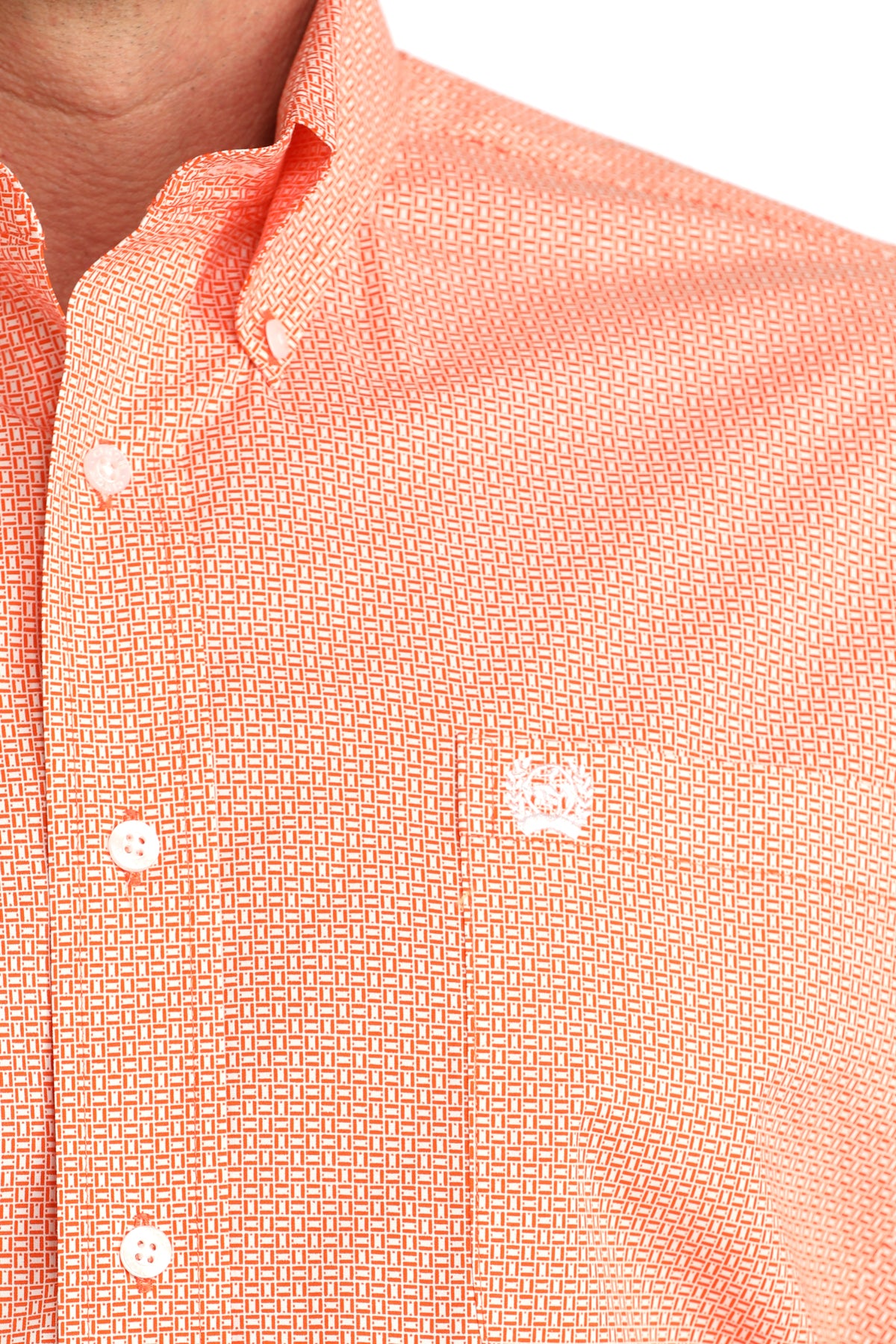 Cinch Mens Coral Rectangle Print Long Sleeve Shirt-MTW1106058