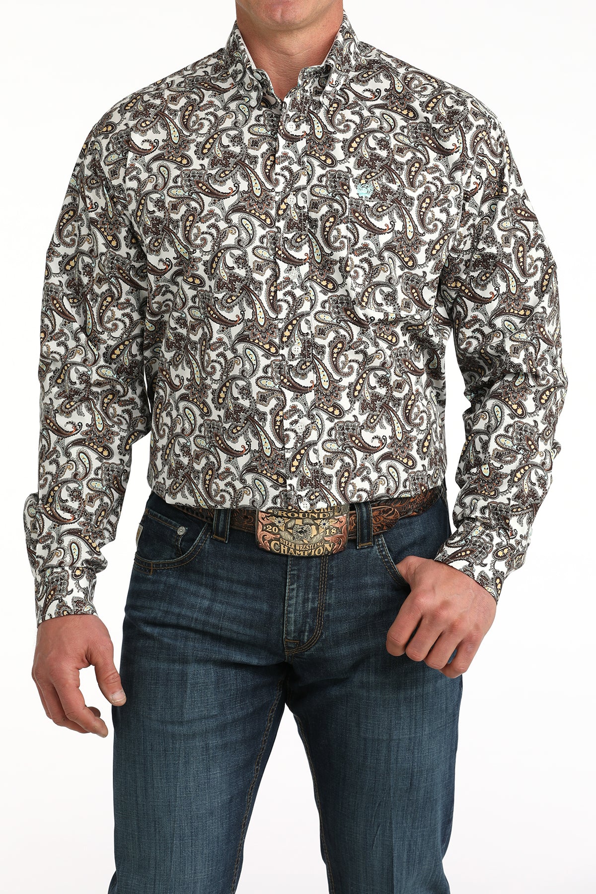 Cinch Mens Multi Color Paisley Long Sleeve Shirt-MTW1106059
