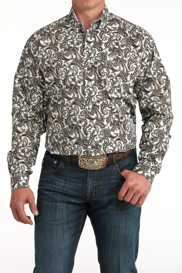 Cinch Mens Multi Color Paisley Long Sleeve Shirt-MTW1106059
