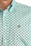 Cinch Mens Diamond Print Mint Blue Long Sleeve Shirt-MTW1106060