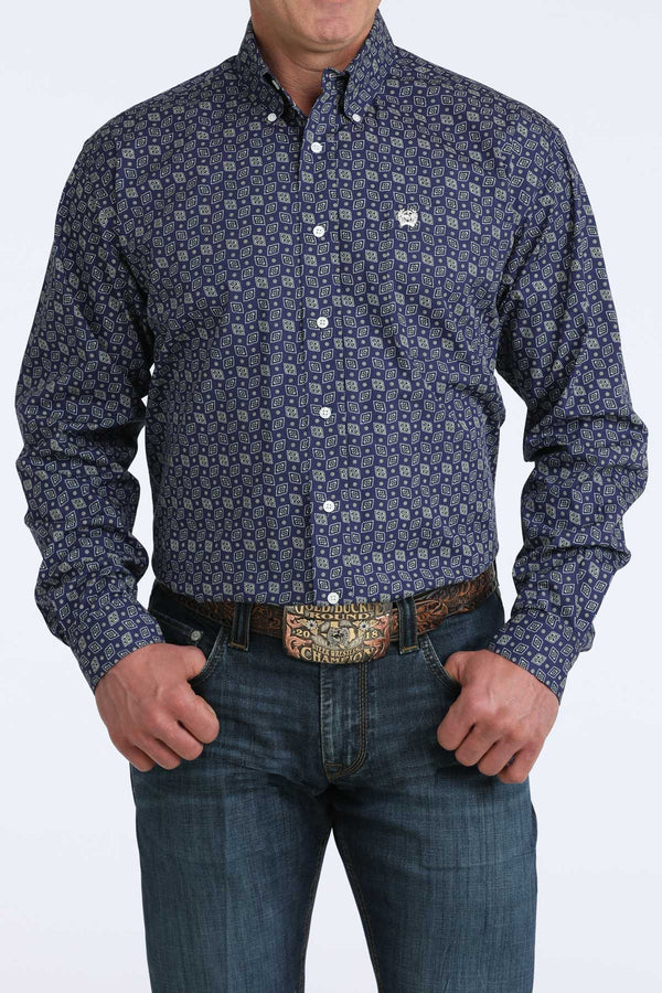 Cinch Mens Geometric Long Sleeve Shirt - MTW1106075