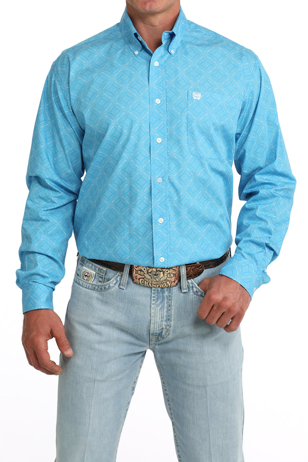 Men's Cinch Blue Long Sleeve Shirt - MTW1106086