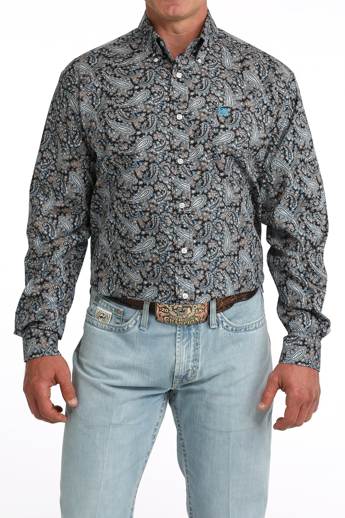 Cinch Men's Blue Paisley Long Sleeve Shirt - MTW1106088
