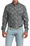 Cinch Men's Blue Paisley Long Sleeve Shirt - MTW1106088