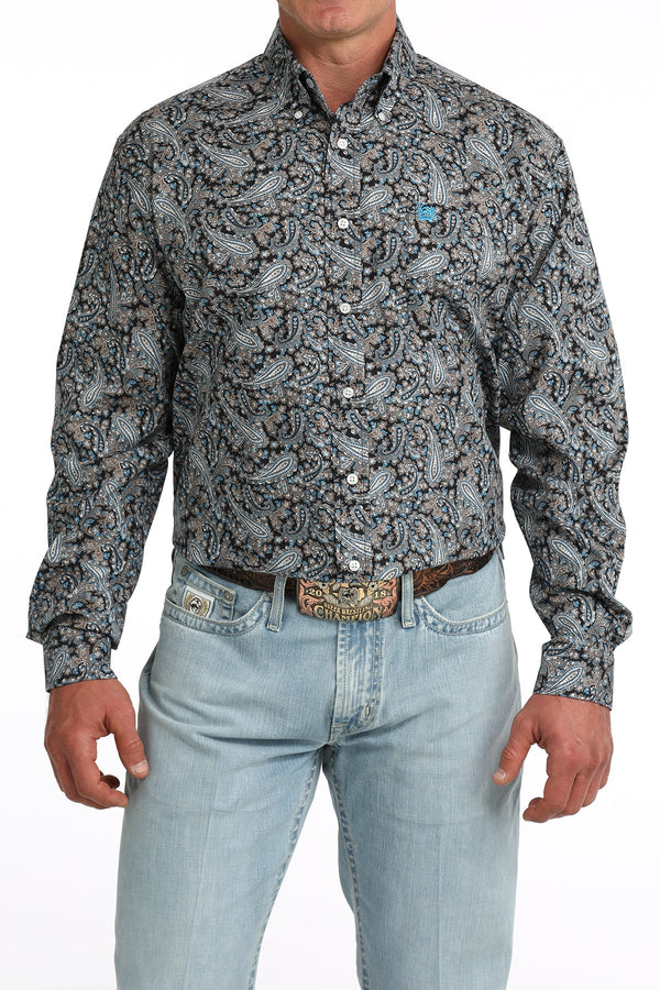 Men's Cinch Blue Paisley Long Sleeve Shirt - MTW1106088