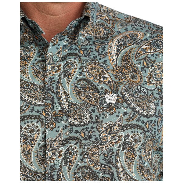 Cinch Men's Blue Paisley Print Long Sleeve Button Down - MTW1106134